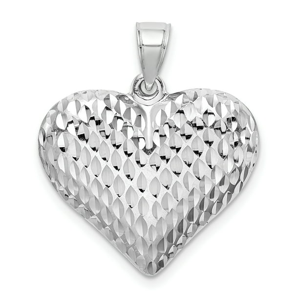 Beautiful Sterling silver 925 sterling Sterling Silver Rhodium Diam Accent Heart Pendant 